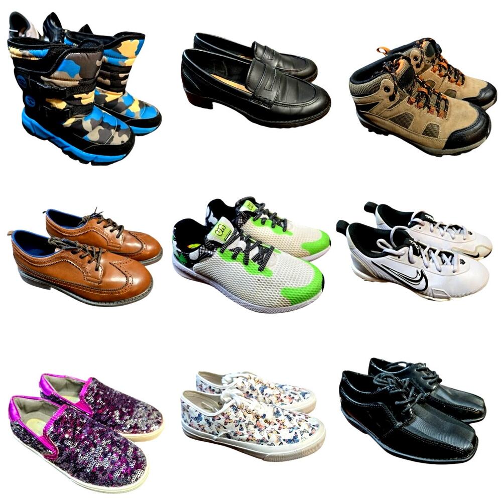 Bulk Boy's Girl's Shoe Lot of 9 Name Brand Wholesale Reseller ROI Children Nike